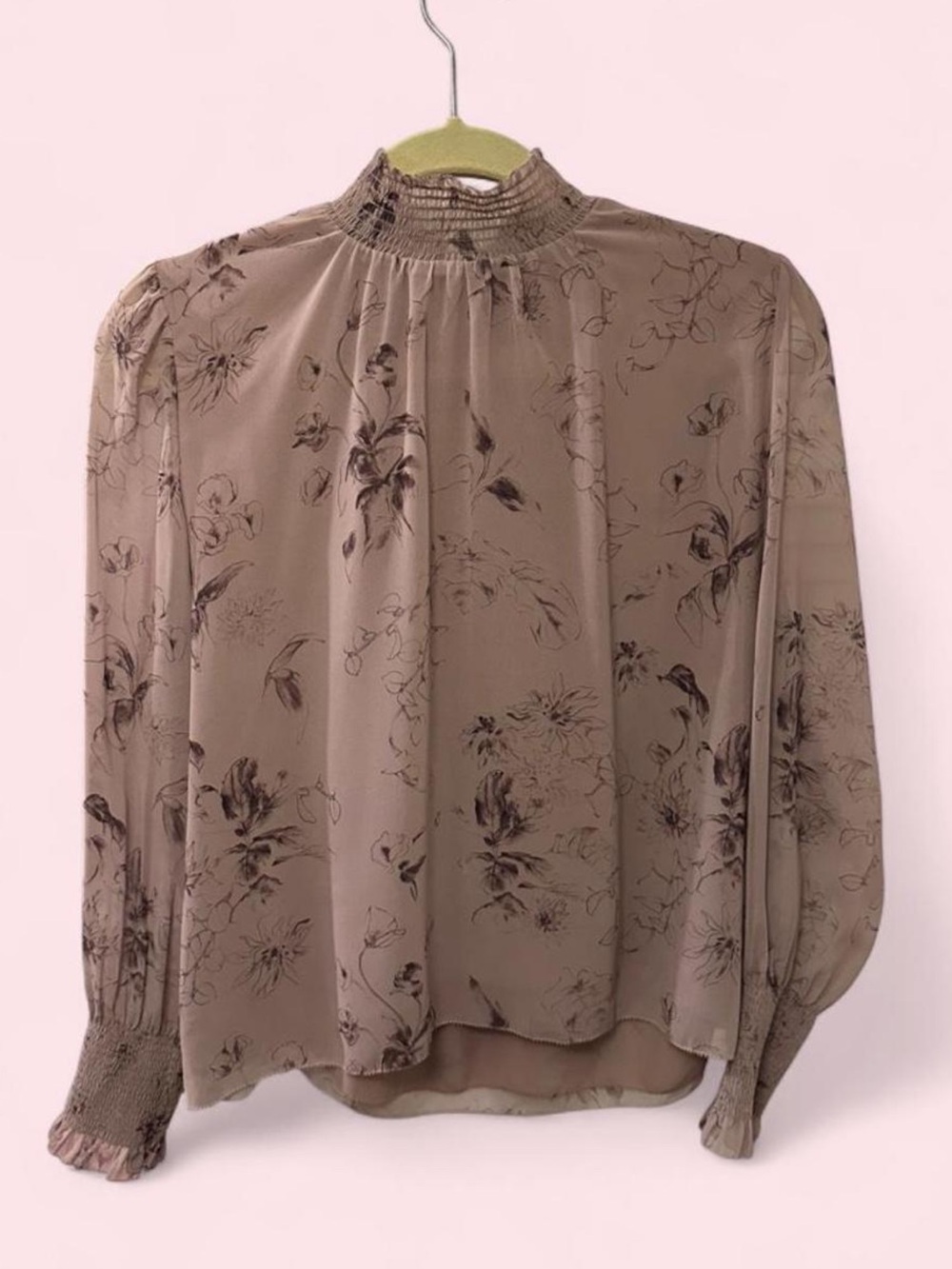 Wilfred Dusty Rose Floral Smocked-Neck Blouse